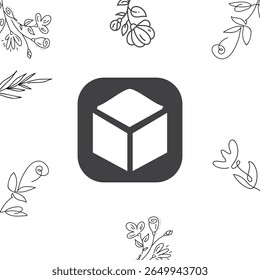 Abstract geometric logo design with flowers shape border background