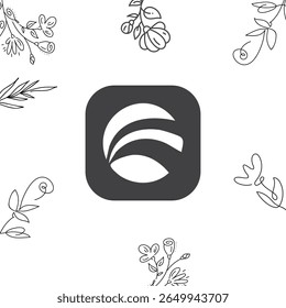 Abstract geometric logo design with flowers shape border background