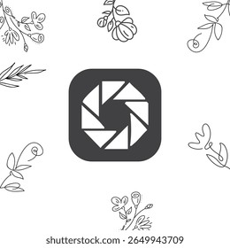 Abstract geometric logo design with flowers shape border background