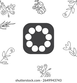 Abstract geometric logo design with flowers shape border background