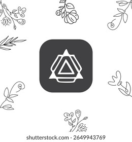 Abstrato design de logotipo geométrico com flores forma borda fundo