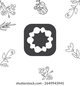 Abstract geometric logo design with flowers shape border background