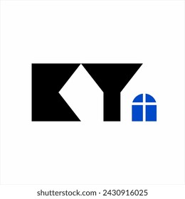 Abstract geometric logo design of letter KY with window symbol on letter Y.