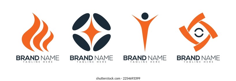 Abstract Geometric Logo Design Orange Gradient Square