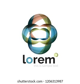 Abstract geometric logo design, overlapping shapes, vector icons