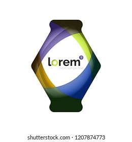 Abstract geometric logo design, overlapping shapes, vector icons