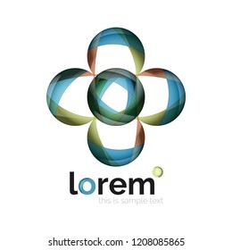 Resumen de diseño de logotipo geométrico, formas superpuestas, iconos vectoriales