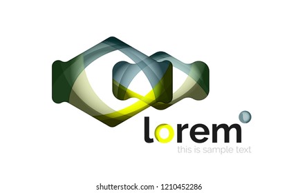 Resumen de diseño de logotipo geométrico, formas superpuestas, iconos vectoriales