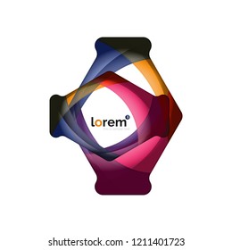 Resumen de diseño de logotipo geométrico, formas superpuestas, iconos vectoriales