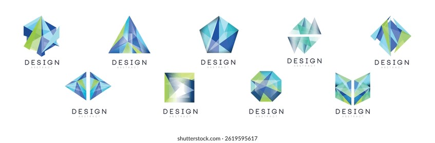 Abstraktes geometrisches Logo-Design mit Form und Figur, Vektorsatz