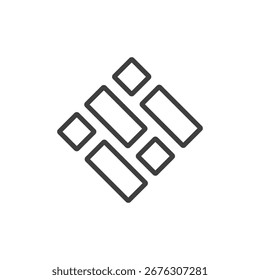 Abstract geometric logo with dynamic square shapes in minimalist line style, creative modern identity design