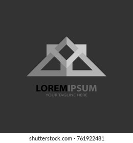 Abstract geometric logo, elements of A letter, icon with triangle