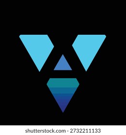 Abstract geometric logo featuring a blue gradient triangle within a larger triangular shape
