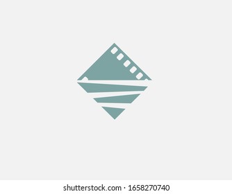 Abstract geometric logo film strip sinking in water for your company