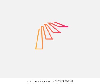 Icono de logotipo geométrico abstracto línea de gradiente brillante en forma de escalera para su empresa, estudio de diseño interior