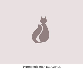 Vista posterior del icono del logotipo geométrico abstracto de la silueta del gato para su empresa