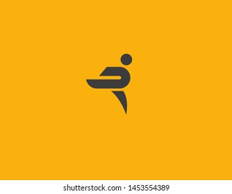 Abstract geometric logo icon man stands on one leg sport