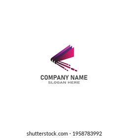 Abstract geometric logo icon with ribbon illustration for business