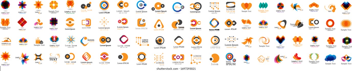 Abstract Geometric Logo And Icon Set. Elements Collection Isolated On White - Vector. Flat Icons For Business Template Logo, Square Elements, Website, Business Symbol And Circle Elements. Abstract Medical Logo