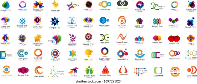 Logotipo Geométrico Abstracto Y Conjunto De Iconos. Colección Elements Aislada En Blanco - Vector. Iconos Planos Para El Logotipo De Plantilla Comercial, Elementos Cuadrados, Sitio Web, Símbolo De Negocio Y Elementos De Círculo. Logotipo médico abstracto