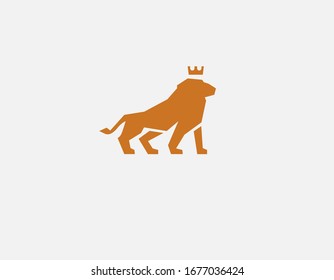 Abstract geometric logo icon silhouette of a lion with a crown on his head for your company