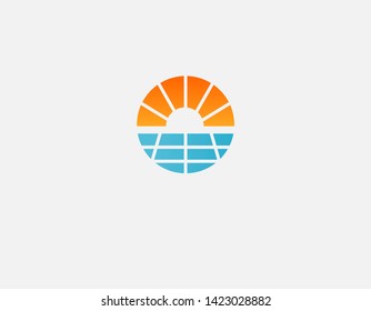 Abstract geometric logo icon sun and solar panels for company
