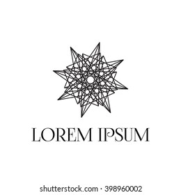 Abstract geometric logo. Line design, vector isolated. Trendy hipster icon. Line design element. Line figure. Linear symbol. 