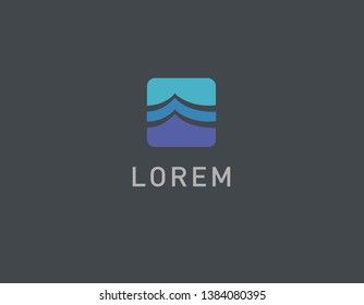 Abstract geometric logo sea waves in square for business company