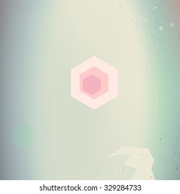 Abstract geometric logo symbol on retro futuristic style background. Hipster design template for flyer, brochure, poster. Gradient mesh used