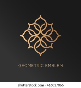 Abstract geometric logo template design in trendy linear style. Vector illustration.