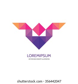 Abstract geometric logo template - vector concept illustration. Stylized wings sign. Design element. 