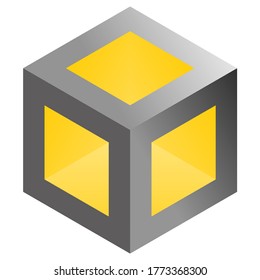 Abstract geometric logo templates with 3D isometric cubes. Symbol emblem. Vector illustration.