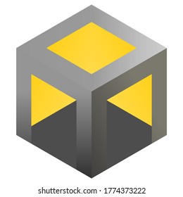 Abstract geometric logo templates with 3D isometric cubes. Symbol emblem. Vector illustration.