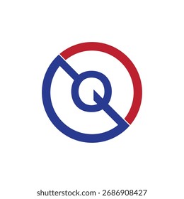 Icono de Vector de logotipo geométrico Abstractas | Monograma dinámico de círculo rojo y azul para la marca de análisis de datos, tecnología global y cuántica.