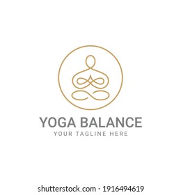 Abstract geometric logotype linear icon yoga person balance