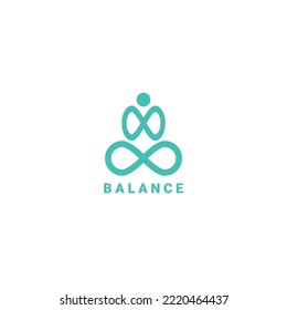 Abstract geometric logotype linear icon yoga person balance