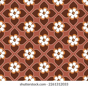 Abstract Geometric Lotus Flowers Leaves Art Deco Style Vector Seamless Pattern Trendy Fashion Colors Minimal Tile Texture Perfect for Allover Print or Wrapping Paper Amber Brown Tones
