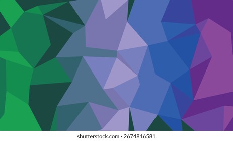Abstractas fondo geométrico de bajo poli con un gradiente de colores verde, azul y púrpura. Formato de Vector escalable adecuado para...