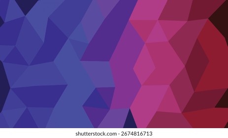 Abstract geometric low poly background with a gradient from blue to purple and then to red. Scalable vector format suitable for ...