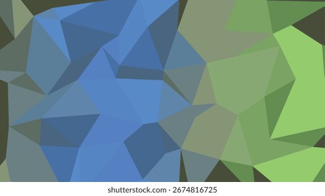 Abstract geometric low poly background with blue and green tones. Scalable vector format suitable for print and digital media.