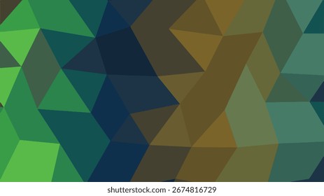 Um fundo abstrato geométrico baixo poli apresentando um mosaico de polígonos azul verde e marrom. Formato vetorial escalável adequado f...