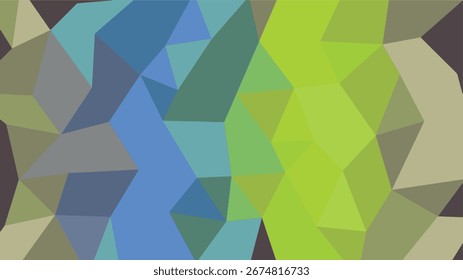 Abstract geometric low poly background with a gradient transitioning from blue to green and beige. Scalable vector format suitab...