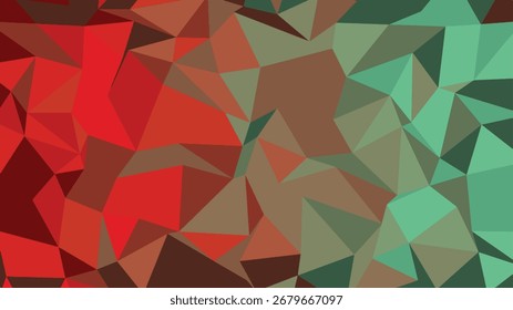 Abstract geometric low poly background with a striking red to green gradient, composed of triangular shapes.