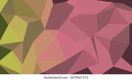 Abstrato geométrico baixo poli fundo com uma paleta de tons rosa e verde-oliva muted criando um padrão texturizado.
