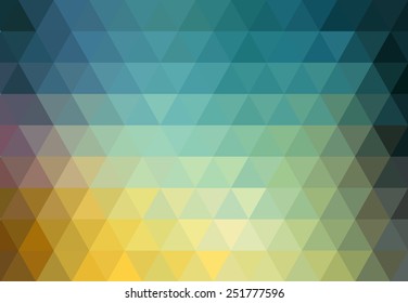 Abstract geometric low poly blue and yellow background. Hipster design
