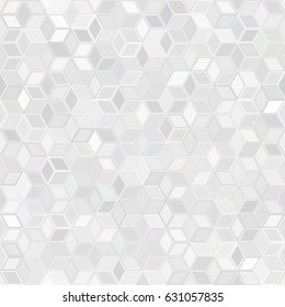 Abstract geometric low poly cubes ornament vector illustration. Seamless pattern. White gradient mosaic texture background.