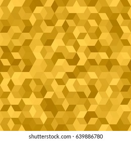 Abstract geometric low poly cubes ornament vector illustration. Seamless pattern. Goldenrod yellow brown golden gradient mosaic texture background.