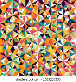 Abstract geometric low poly hexagon diamond triangle ornament vector illustration. Seamless pattern. Spring summer mosaic texture background for prints, textile, fabric, package, cover, greeting card
