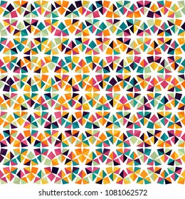 Abstract geometric low poly hexagon diamond triangle ornament vector illustration. Seamless pattern. Spring summer mosaic texture background for prints, textile, fabric, package, cover, greeting card