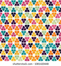 Abstract geometric low poly hexagon diamond triangle ornament vector illustration. Seamless pattern. Spring summer mosaic texture background for prints, textile, fabric, package, cover, greeting card